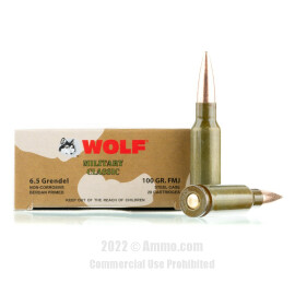 Wolf Military Classic 6.5 Grendel Ammo - 20 Rounds of 100 Grain FMJ Ammunition